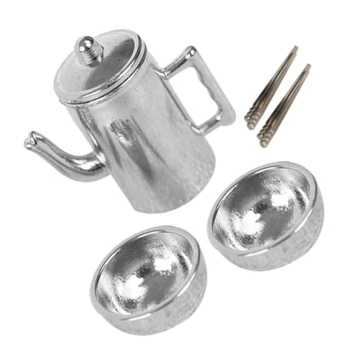 COMNESTBI 1 Satz Zubehör Für Puppenhäuser Puppenhaus Teekessel Mini-hauswasserkocher Home Mini Geschirr Dekoration Puppenhaus Geschirr Ornament Puppenhaus Schüssel Mini -schüssel Metall von COMNESTBI