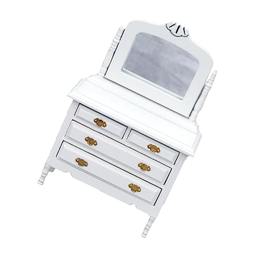 COMNESTBI 1 Stück Kommode Modell Puppe Miniatur Minikühlschrank Mini Möbel Kleines Hausdekor Mini-Dekoration Kleiner Schminktisch Mini Schminktisch Kleiner Schminktisch Weiß Hölzern von COMNESTBI