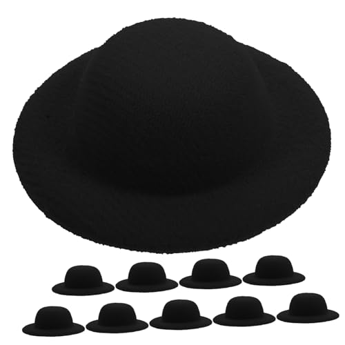 COMNESTBI 10 Stück Mini-Strohhut rustikal kleine Schiebermütze für Puppe Gewebte Puppe Miniaturhut Dekorationen Hut für Puppe Miniatur winzige Hüte dekorativer DIY-Hut Hut- Eva Black von COMNESTBI