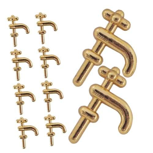 COMNESTBI 10 Stück Mini-Wasserhahn Miniatur-wasserhahnmodell Miniatur Wasserhahn Miniatur 1:12 Küchenzubehör Wasserhahn Wasserhahn Im Maßstab 1:12 1/12 Miniatur Plastik Golden von COMNESTBI