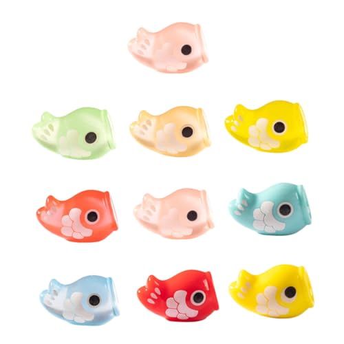 COMNESTBI 10 Stück Mini-karpfenfiguren Aus Kunstharz, Niedliche, Im Dunkeln Leuchtende Kleine Fischstatuen Für Garten, Landschaft, Aquarium, Bonsai, Puppenhaus von COMNESTBI