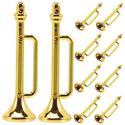 COMNESTBI 10 Stück Musikinstrumentenmodellzubehör winzig Mini-Sachen Miniaturen Puppenhaus-Musikinstrumente Musikspielzeug Trompete Mini-Spielzeugtrompete Plastik Golden COMNESTBI 10 Stück Musikinstrumentenmodellzubehör winzig Mini-Sachen Miniaturen Puppenhaus-Musikinstrumente Musikspielzeug Trompete Mini-Spielzeugtrompete Plastik Golden von COMNESTBI