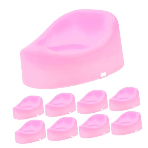 COMNESTBI 10 Stück Puppen-Toilettenspielzeug puppentoiletten Miniatures puppenstubenmöbel Bad Dollhouse zubehör spielzeuge puppenhaus Mini-Töpfchen Mini Möbel Plastik Rosa von COMNESTBI