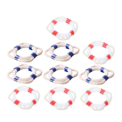 COMNESTBI 10 Stück Rettungsring Modell Kleine Schwimmringe Miniatur Schwimmringe Mini Dekoration Miniatur Dekore Winziger Schwimmring Mini Dekore Mini Schwimmring von COMNESTBI