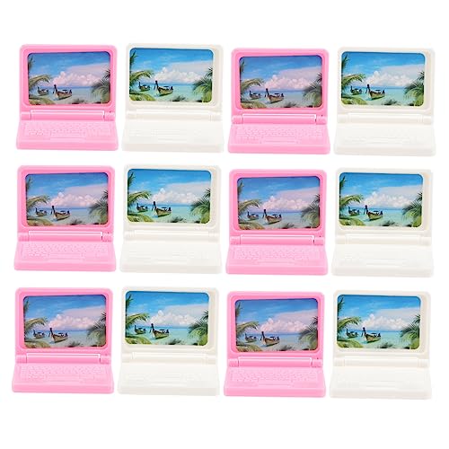 COMNESTBI 12 Stück Mini- Mini -Miniatur -Requisiten Mini -Requisiten Miniatur-Notizbuch Mini-Computer Miniatur-Bürospielzeug Mini-Laptop Mini-Sachen Plastik von COMNESTBI