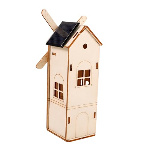 COMNESTBI 1Satz Solarbetriebene Holz DIY für Wissenschaftliches Experimentierset zum Basteln und Unvollendete Solarwindmühle Sicheres Holzmaterial für Jungen von COMNESTBI