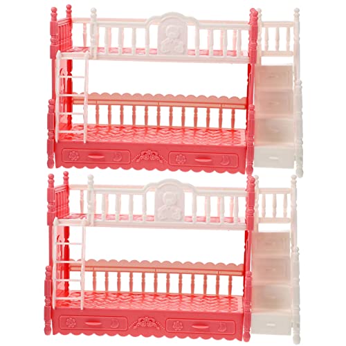 COMNESTBI 2 Sätze Etagenbett Für Puppen Etagenbettmodell Dekoratives Mini-hausbett Mini-möbelmodell Mini-puppenset Mit Etagenbett Miniatur-Puppen-etagenbett Puppenbett Plastik von COMNESTBI
