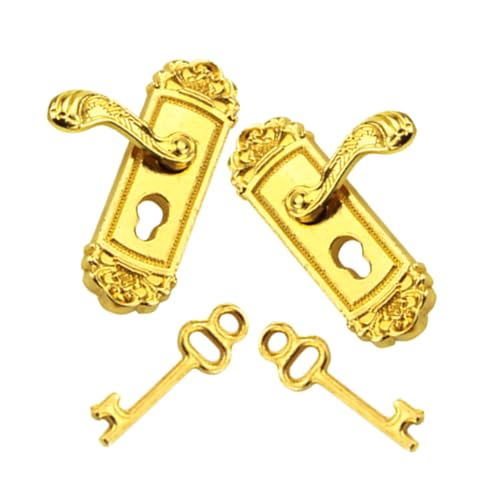COMNESTBI 2 Sets Puppenhaus Zubehör Dekorationen Künstliche Dekorative LED Niedliches Vintage Zubehör Im Maßstab 1/12 Puppenhaus Türklopfer Kleiner Haustürschlüssel Türschloss von COMNESTBI