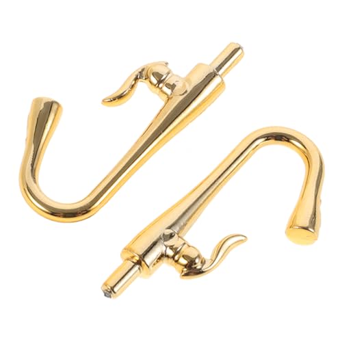 COMNESTBI 2 Stück Miniatur-Wasserhahn für Küche und Bad Badespielzeug Dusche Puppe Miniatur-Badezimmer-Requisite Goldene Miniaturarmatur Mini-Toiletten Miniatur-Toilettenspielzeug Plastik von COMNESTBI