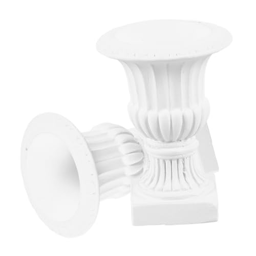 COMNESTBI 2 Stück Puppenhaus Blumentopf weiße blumentöpfe Mini Blumenkübel Hochzeit Dekoration Puppenhaus Puppenhaus-Miniaturen Dekorationszubehör für Puppenhäuser Puppenhauszubehör Plastik von COMNESTBI