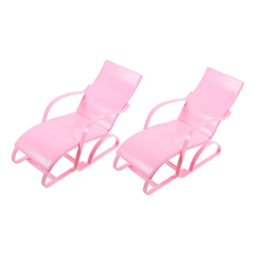 COMNESTBI 2 Stück Puppenstrandkorb Puppenwagen Puppenhochstuhl Sandkasten Miniatur Dolly Sandspielzeug Puppenträger Buggy Mini-strandkorb-Modell Stühle Mini-möbeldekor Rosa Plastik von COMNESTBI