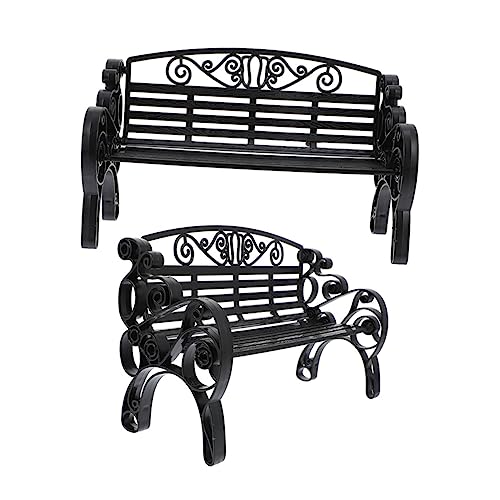 COMNESTBI 2 Stück Stuhlmodell Puppenhaus-Minibank klein Miniatur-Bankverzierung Wohnkultur Modelle Miniatur-Puppenstubenmöbel und Zubehör Puppenhaus-Miniaturen Plastik Black von COMNESTBI