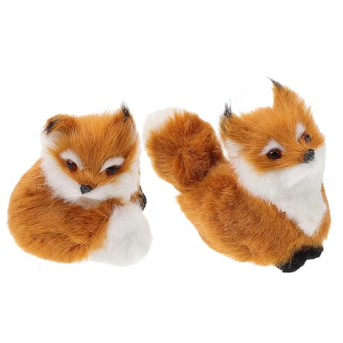COMNESTBI 2 Stück Teiliges Plüsch Fuchsfigur Realistische Deko für Zuhause und Büro Niedliche Lebensechte Fuchs Stofftiere aus Kunstfell für Feiertage und von COMNESTBI