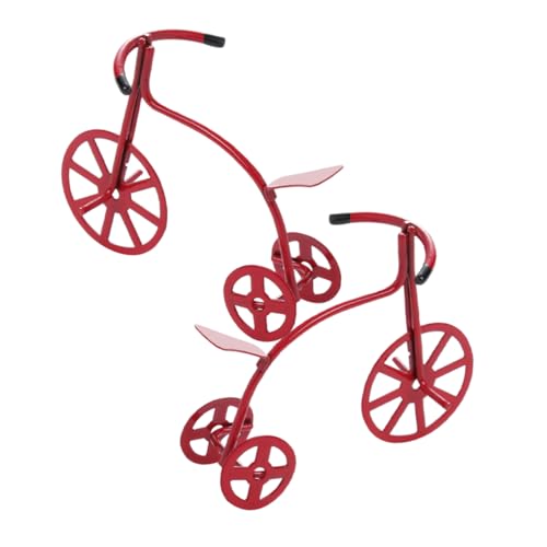 COMNESTBI 2 Stück Zubehör für Puppenhäuser Auto Miniatur rechteckig Dekoration Wunder Mini -Fahrrad Mini-Kunstfahrrad Puppenhaus-Fahrrad- -Modell kleines Fahrrad Legierung rot von COMNESTBI