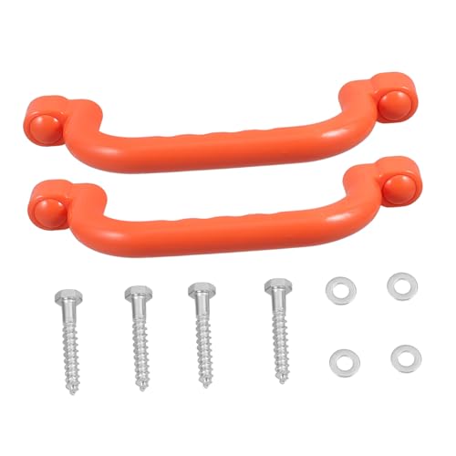 COMNESTBI 2 Stück rutschfeste Sicherheitsgriffe für Spielplatz und Klettergerüst Strapazierfähige Kunststoffhandles für und Außenspielgeräte für Schaukeln und Spielhäuser Orange von COMNESTBI