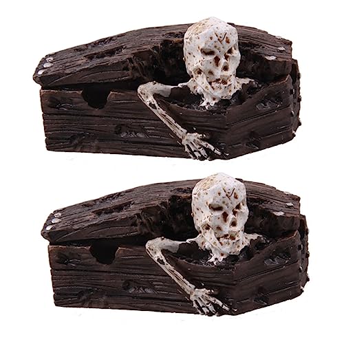 COMNESTBI 2 Stücke Resin Deko Skull Coffin Aquarium Dekoration für Fischbecken Lebendige Landschaftsverschönerung für Terrarien und Schreibtisch Hochdetaillierte Kunstharzornamente COMNESTBI 2 Stücke Resin Deko Skull Coffin Aquarium Dekoration für Fischbecken Lebendige Landschaftsverschönerung für Terrarien und Schreibtisch Hochdetaillierte Kunstharzornamente von COMNESTBI