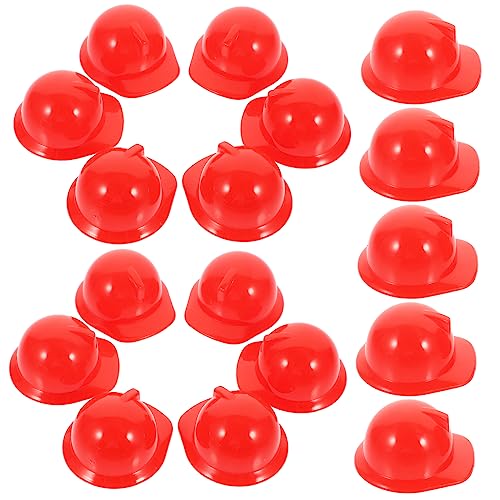 COMNESTBI 20 Stück Haustier Hut Miniatur-Bauhut gepolstert schützend Erwachsene Größe puppenzubehör doll Accessories Safety Cap Mini-Schutzhelm für Puppe Miniatur-Schutzhelm Plastik rot von COMNESTBI
