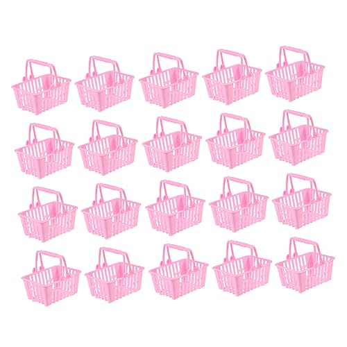 COMNESTBI 20 Stück Mini -Einkaufskorbsspielzeug handhaben -Einkaufswagen winzig Einkaufskorb für Kind Miniatur Spielzeugkorb für Kleiner Korb Plastik Rosa von COMNESTBI