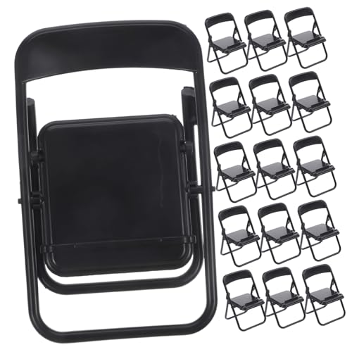 COMNESTBI 20 Stück Mini Stuhr-förmiger Mobilfunkhalter Sitzung Puppenhaus Mini-möbelspielzeug Winziges Handy Mini-stühle Klappbarer Telefonhalter Mini-hausverzierung Plastik Black von COMNESTBI