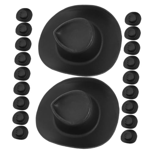 COMNESTBI 20 Stück Mini-cowboyhut Erwachsene Miniatur Party Western Rosa Kleiner Hut Puppe Winzig Schmücken Hüte Gewebter Hut DIY-bastelmützen-Requisite Mall-Hut Mini-Hut Black Plastik von COMNESTBI