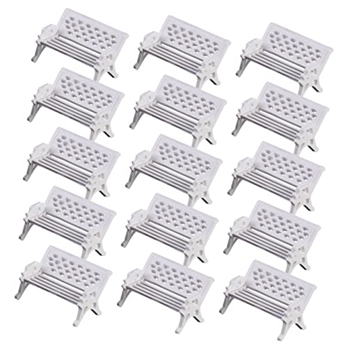 COMNESTBI 20 Stück Park Stuhl Street Light Model Szenendekor Dekoration klein Minibänke DIY Miniaturhaus Zubehör Modellbau Landschaft puppenhaus Mikroparkbank Mini-Gartenbank-Modell Abs Weiß von COMNESTBI