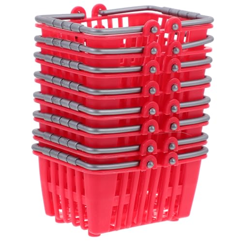 COMNESTBI 20 Stück Simulierte Einkaufskorbsspielzeug Miniatur-Snackkorb Diverse Mini-Einkaufskorb Kinderspielzeug Mini- -Einkaufskorb Toy Corrocery Kid Plastik rot von COMNESTBI