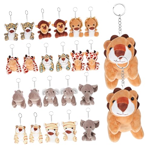 COMNESTBI 24 Stück Schlüsselanhänger Puppen Schlüsselanhänger Ornamente Mini Plüschtier Plüsch Schlüsselanhänger Tier Partygeschenke Stofftier Schlüsselanhänger Massen von COMNESTBI