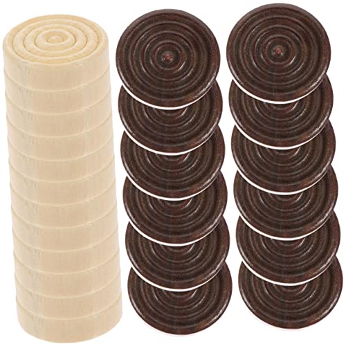 COMNESTBI 24Stücke Holz Schachstücke Robuste Spielsteine für Erwachsene für Brettspiele und Schach aus Sicherem Holzmaterial Holzfarbe von COMNESTBI