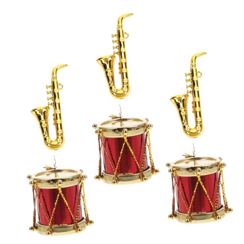 COMNESTBI 3 Sätze Mini-Sax-Foto-Requisite Miniaturen Mini-musikinstrumente -Schlagzeug Bausatz Größe Zubehör Für Musikinstrumente Musical Winzig Saxophon Mini-Dinge Mini-trommeln Pp von COMNESTBI