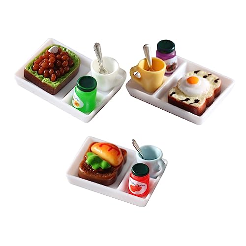 COMNESTBI 3 Sätze Winzige Essensspielzeuge Vorgeben Puppenhaus-frühstück Mini-Essen Miniatur-lebensmittelspielzeug Für Das Puppenhaus Mininahrung Für Puppen Puppenessen Harz von COMNESTBI