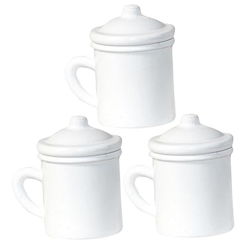 COMNESTBI 3 Stück Essen Und in Miniatur Mini-tassenornamente Aus Kunstharz Minitasse Für Puppenhaus Mini-deko-tassen Mini-wasserbecher Mini-zahnputzbecher Mini-Becher Legierung Weiß von COMNESTBI