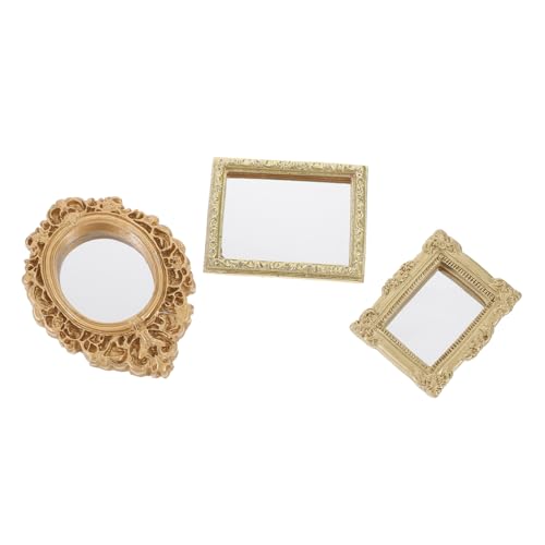 COMNESTBI 3 Stück Kleine Miniatur Puppenhausspiegel Mini Spiegel Dekoration Mädchen Puppenspiegel Miniaturspiegel Puppenhaus Mini Ornament Kleine Puppen Retro von COMNESTBI