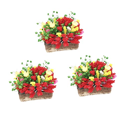 COMNESTBI 3 Stück Mini -gartensimulationsblumen Pflanzen Kleine Künstliche Blume Mini-puppenhaus-zubehör Kleine Topfpflanze Kunstblumen Für Den Garten Puppenhaus Blumen Blumenpflanze Harz von COMNESTBI