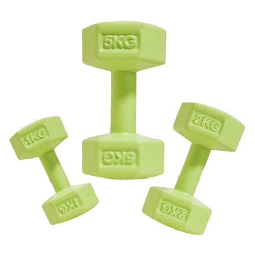 COMNESTBI 3 Stück Mini-hanteln Miniatur-haussport Vortäuschen Puppenhaus Miniatur-puppenhaus-Fitness-zubehör Rosa Winziges Hanteldekor Miniaturen Light Green Aluminiumlegierung von COMNESTBI