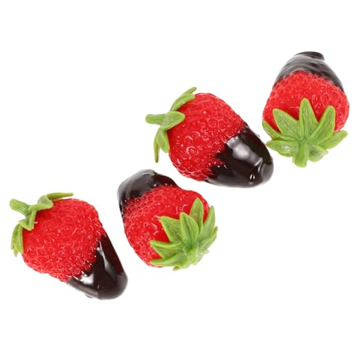 COMNESTBI 4 Stück Künstliche Obstdekoration Heimdekoration Erdbeeren Erdbeerfrucht Ornamente Simulationsfrucht Dekoration Künstliche Früchte Zur Dekoration Lebensechte Kunstfrüchte von COMNESTBI
