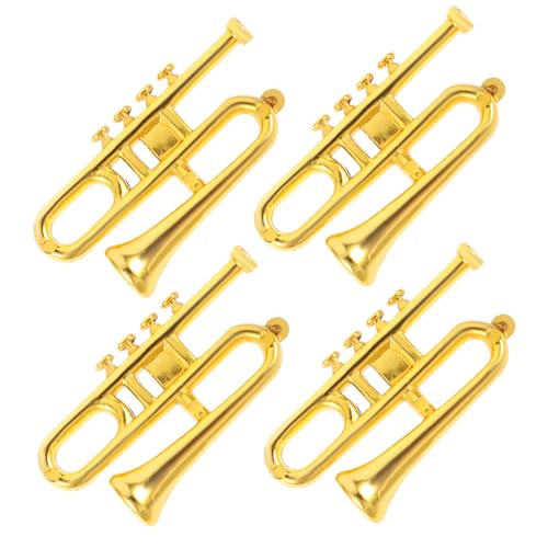 COMNESTBI 4 Stück Mini-Musikinstrument-Ornamente Miniatur Musikinstrumente Dekoration Miniatur-musikinstrumente- Puppenhausdekor Mini-Instrument Winziges Instrument Golden Plastik von COMNESTBI