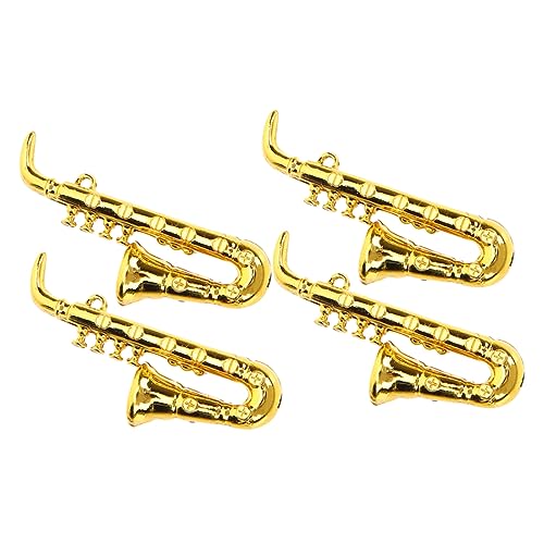 COMNESTBI 4 Stück Mini-Saxophon Musikalisches Miniaturinstrument Simulation Saxophon Musikinstrumentenpuppenhaus Kind Miniatur-Instrumentenmodell Miniatur-Saxophonmodell Plastik von COMNESTBI