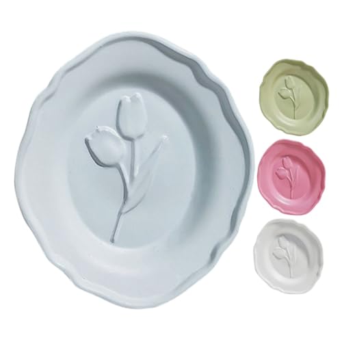 COMNESTBI 4 Stück Miniatur-tulpenform Bodenbelag Für Puppenhäuser Machen Sie Es Mini-Essen Puppenhaus-tapete Mini-Dinge Mini-Puppen Mini-essteller Miniaturen Puppenhauszubehör Legierung von COMNESTBI