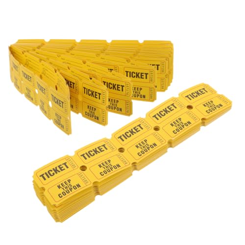 COMNESTBI 400 Stück Lose Geburtstag Eintrittskarten Für Veranstaltungen Tombola-Tickets Für Erwachsene Zulassung Einfügung Party Karneval Gerecht Ereignisse Bunt Golden Papier Yellow von COMNESTBI