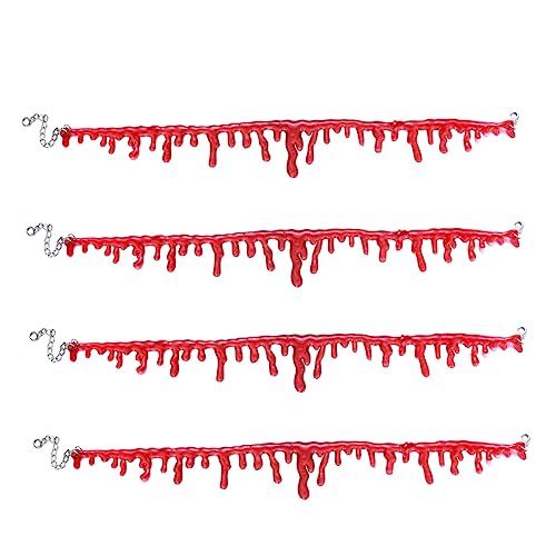 COMNESTBI 4Stücke Gothic Halloween Halsketten Rote Blutige Halsketten für Party Ball Handgemachte Make Up Accessoires für Grusel Motive und Halloween Dekoration COMNESTBI 4Stücke Gothic Halloween Halsketten Rote Blutige Halsketten für Party Ball Handgemachte Make Up Accessoires für Grusel Motive und Halloween Dekoration von COMNESTBI