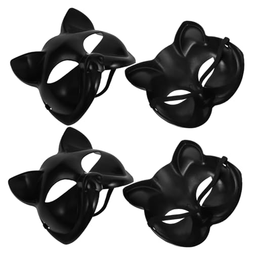 COMNESTBI 4Stücke Katzenmasken aus Kunststoff Bemalbare Maskerade Maske für Halloween DIY Tierkostüm Maske Cosplay Requisiten für Damen und Herren Kreative Gestaltung für Partys von COMNESTBI