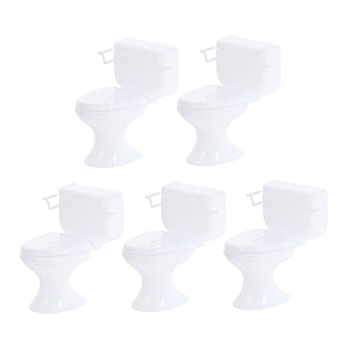 COMNESTBI 5 Stück Puppentoilette Puppenhausbad Babytopf Nettes Mini -Toilettenspielzeug Töpfchen Toilette Toiletten-Training Mini-Töpfchen winzige Toilette Plastik Weiß von COMNESTBI