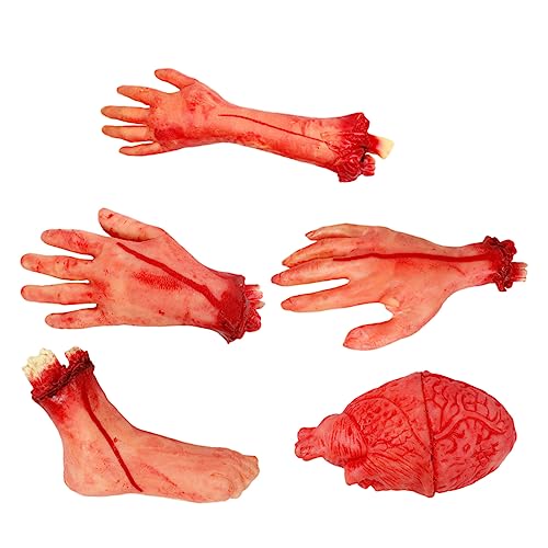 COMNESTBI 5 Stück Requisiten Für Abgetrennte Gliedmaßen Kostüm Halloween- Dekoration Menschliches Skelett Party Gefälscht Flackern Blut Halloween-Lichter Hausschuhe Hände Rot Vinyl COMNESTBI 5 Stück Requisiten Für Abgetrennte Gliedmaßen Kostüm Halloween- Dekoration Menschliches Skelett Party Gefälscht Flackern Blut Halloween-Lichter Hausschuhe Hände Rot Vinyl von COMNESTBI