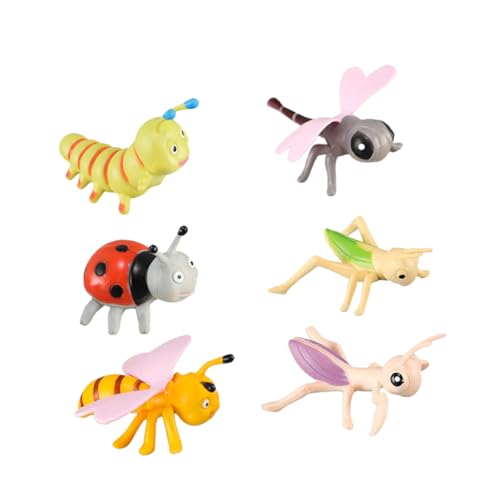 COMNESTBI 6 Stück Insektenmodell Cartoon-Insekten- Lernkäfer- Fake Bugs Toy Für Kleinkinder Plastikkinderinsekten Gefälschte Kinderinsekten Zahlen PVC von COMNESTBI