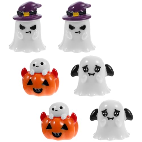 COMNESTBI 6 Stück Kürbis-Geist-Ornament Halloween Dekorationen Gruselig Ornamente Miniaturen Wohnkultur Geister Heimdekoration Feengarten Liefert Mikrolandschaftsdekor Mini-verzierung Harz von COMNESTBI