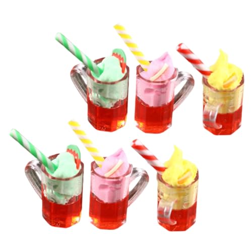 COMNESTBI 6 Stück Mini-Becher für Wassermelonensaft kleines Gebäckspielzeug Miniatur-Dessertspielzeug Puppenhaus Dekoration : Puppenhaus Zubehör Mini-Küchenszenendekor Mini- - Harz von COMNESTBI