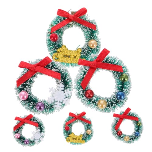 COMNESTBI 6 Stück Puppenhausdekoration Party Kranz Klein Die Mini-puppenhauszubehör Puppenhaus-weihnachtsdekorationen Dorf Mini-Kranz Mini-weihnachtsschmuck Kranz Sisal-Seide von COMNESTBI