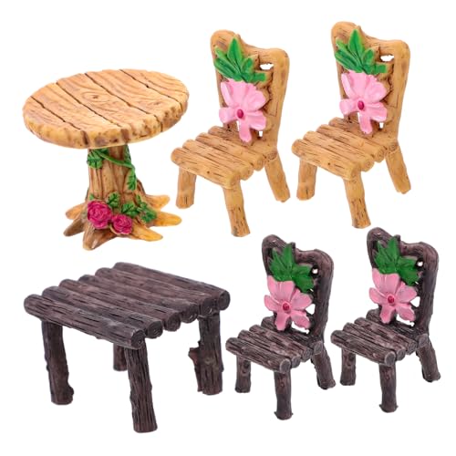 COMNESTBI 6 Stück Tisch Und Stuhlornamente Aus Kunstharz Für Kleine Möbel Puppenhaus Puppenhausmöbel Kinderstühle Für Den Außenbereich Für Den Tisch Feengartentisch Mini Schmuck COMNESTBI 6 Stück Tisch Und Stuhlornamente Aus Kunstharz Für Kleine Möbel Puppenhaus Puppenhausmöbel Kinderstühle Für Den Außenbereich Für Den Tisch Feengartentisch Mini Schmuck von COMNESTBI