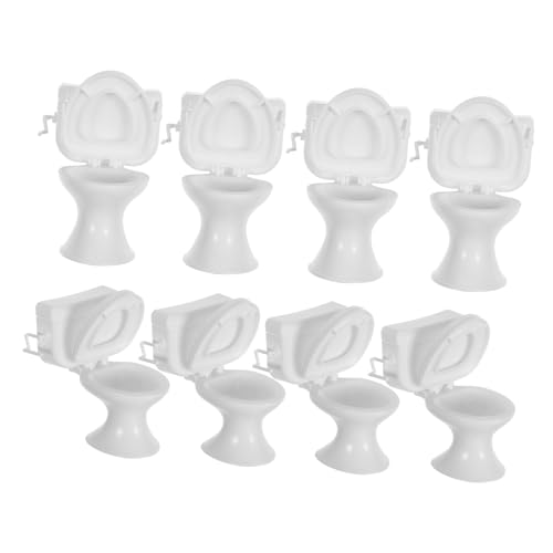 COMNESTBI 8 Stück Puppenhaus-Badezimmer-Accessoires geformt Puppenhauszubehör Badezimmermodell klein Sitz mit Puppenhaus-Plastiktoiletten Mini- - Weiß von COMNESTBI