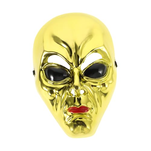 COMNESTBI Alien Maske Realistische Gruselmaske Karnevalspartymaske Karnevalsmaske Halbmaske Gruselkostüme Für Männer Gruselige Monstermaske Halloweenkostümmaske Hässliche Maske Goldener von COMNESTBI